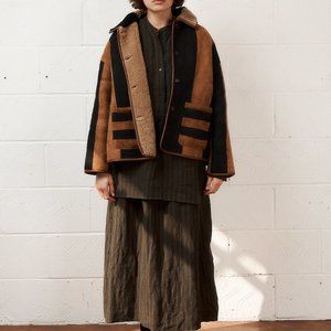 Cawley Studio Avis Sheepskin Shearling Jacket - Black Tan - XS - $1470 new